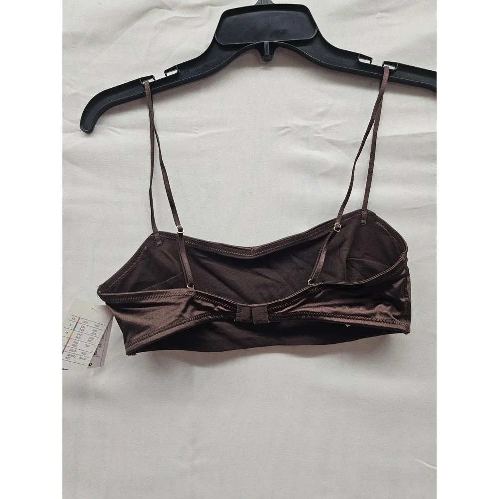 Auden Dark Brown Satin Unlined Scoop-Neck Bralette‎ Small NWT C-002444-01-001